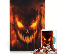 Rompecabezas de 1000 Piezas Calavera ardiente con Cruces, Juego Imposible, Corte de precisión, con Piezas de Formas aleatorias Que encajan Perfectamente 38x26cm