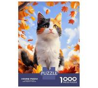 Rompecabezas De 1000 Piezas Calico Cat in Autumn Leaves Rompecabezas para Adultos Juegos Relajantes Decoración del Hogar Cumpleaños Y Navidad 70x50cm/1000pcs