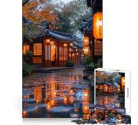 Rompecabezas de 1000 Piezas Calle asiática lluviosa con faroles, Ideal para Adolescentes Juguete para la Mente Un Escape Tranquilo Bordes precisos Un Regalo increíble (38x52cm)