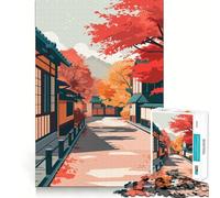 Rompecabezas de 1000 Piezas Calle de otoño en Japón Juego de construcción Limpio y Divertido para ejercitar la Mente Ideal para Relajarse y Disfrutar de un cumpleaños (50x75cm)