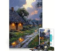 Rompecabezas de 1000 Piezas Calle de Pueblo lluvioso para Adultos Regalo Ideal para quienes Buscan un desafío Mental Juguete fácil de Usar Corte preciso (38x26cm)