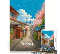 Rompecabezas de 1000 Piezas Calle de Tokio con cerezos en Flor para Adolescentes, Juguete para ejercitar la Mente, Juego en Grupo, Corte de precisión, Regalo para Festivales 50x75cm