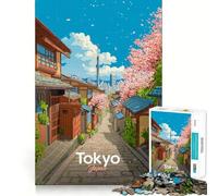 Rompecabezas de 1000 Piezas Calle de Tokio con cerezos en Flor para Adolescentes, Juguete para ejercitar la Mente, Juego en Grupo, Corte de precisión, Regalo para Festivales 50x75cm