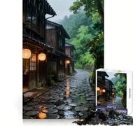 Rompecabezas de 1000 Piezas Calle Japonesa lluviosa con faroles para Adultos Juguete para ejercitar la Mente y Relajarse Corte de precisión Regalo Elegante (50x75cm)