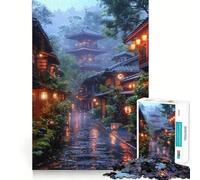 Rompecabezas de 1000 Piezas Calle Japonesa lluviosa para Adolescentes Juguete para ejercitar la Mente Juego de Mesa en Grupo Arte y Montaje Regalo clásico (38x52cm)