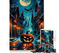 Rompecabezas de 1000 Piezas Calle Nocturna y Calabaza para Adolescentes Juguete para desarrollar la lógica y la Capacidad de relajación Corte preciso Regalo Ideal (38x52cm)