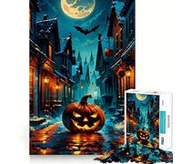 Rompecabezas de 1000 Piezas Calle Nocturna y Calabaza para Adolescentes Juguete para desarrollar la lógica y la Capacidad de relajación Corte preciso Regalo Ideal (38x52cm)