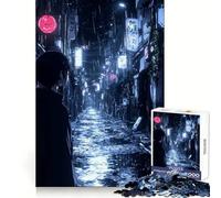 Rompecabezas de 1000 Piezas Callejón Nocturno Lluvioso para Adultos Juguete para ejercitar la Mente y Relajarse Corte de precisión Regalo Elegante (38x26cm)