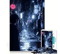 Rompecabezas de 1000 Piezas Callejón Nocturno Lluvioso para Adultos Juguete para ejercitar la Mente y Relajarse Corte de precisión Regalo Elegante (38x26cm)