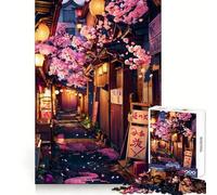 Rompecabezas de 1000 Piezas Callejón Trasero de cerezos en Flor para Adultos Estimula la lógica,estimula el Pensamiento y Proporciona un Placer Relajante Cierre sin Fisuras