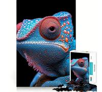 Rompecabezas de 1000 Piezas Camaleón Azul Primer Plano Arte Corte Preciso,Juguete de Desafío Mental,Juego Fácil de Jugar,Regalo de Cumpleaños para Despierta la Mente 38x52cm