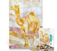 Rompecabezas de 1000 Piezas Camello,Animal,decoración Dorada,Borde, Juego cognitivo,Juego Lento,Divertido,decoración navideña (38x52cm)