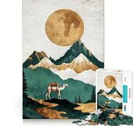 Rompecabezas de 1000 Piezas Camello en Paisaje de montaña,diseño de Bordes Finos,Ideal para ejercitar la Mente,Relajarse y Disfrutar de la Navidad Regalo artístico (50x75cm)