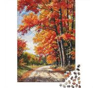 Rompecabezas de 1000 Piezas Camino de Arce Rojo y Follaje Otoñal, Papel Reciclado Adultos +12 Años, Nivel Extremadamente Difícil 38x26cm/1000pcs