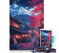 Rompecabezas de 1000 Piezas Camino de Flores de Cerezo al Monte Fuji con Bordes Lisos Juego Creativo Juguete Ideal para Pasar un rato Agradable Regalo Divertido de cumpleaños (50x75cm)