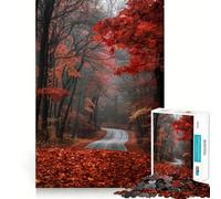 Rompecabezas de 1000 Piezas Camino de otoño a través del Bosque Corte Diversión Inteligente Actividad Divertida Momento Acogedor Cumpleaños Arte y Juego (38x52cm)