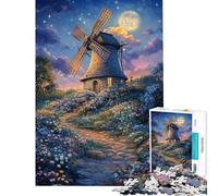 Rompecabezas de 1000 Piezas Camino del Molino a la Luz de la Luna un desafío para la Inteligencia Cerebral Juguetes adictivos Juegos Familiares análisis y lógica Excelentes Regalos (tamaño 38x52cm)