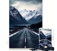 Rompecabezas de 1000 Piezas Camino en Las Montañas Nevadas para Adolescentes Mejora la Memoria y el vínculo Familiar Bordes precisos Regalo Original (38x26cm)
