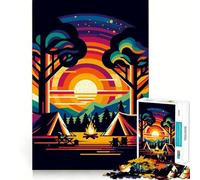 Rompecabezas de 1000 Piezas Camping Sunset WPAP Premium Cut Juguete para ejercitar la Mente Paz Diversión Regalo de cumpleaños (50x75cm)