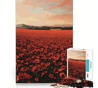 Rompecabezas de 1000 Piezas Campo de Amapolas al Atardecer para Adolescentes Juguete de lógica, Sencillo y Divertido Bordes Suaves Regalo Elegante (38x52cm)