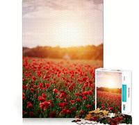 Rompecabezas de 1000 Piezas Campo de Amapolas al Atardecer para Adultos y Adolescentes Ideal para Relajarse, calmarse y desconectar Corte Suave Regalo conmovedor (38x26cm)