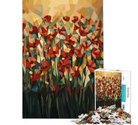 Rompecabezas de 1000 Piezas - Campo de Amapolas geométrico Original Juguetes educativos para Juegos de Aprendizaje Desafío difícil Ideas de Regalos (Tamaño 38x26cm)