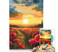 Rompecabezas de 1000 Piezas Campo de Amapolas, Juego Educativo, decoración Perfecta, cumpleaños y Navidad 50x75cm