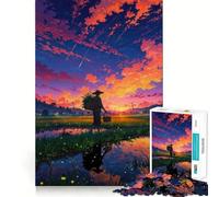 Rompecabezas de 1000 Piezas Campo de arroz al Atardecer para Adolescentes Juguete de lógica Fuerte para Relajarse Bordes definidos Sorpresa de cumpleaños 38x52cm