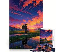 Rompecabezas de 1000 Piezas Campo de arroz al Atardecer para Adolescentes Juguete de lógica Fuerte para Relajarse Bordes definidos Sorpresa de cumpleaños 38x52cm