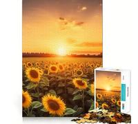 Rompecabezas de 1000 Piezas Campo de Girasoles, Cielo despejado para Adultos Juguete para ejercitar la Mente Diseño de fácil Montaje Regalo de Temporada 50x75cm