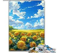 Rompecabezas de 1000 Piezas Campo de Girasoles para Adultos y Adolescentes Un Juego desafiante, Toda la Familia (26x38cm)