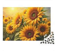 Rompecabezas de 1000 Piezas Campo de Girasoles Primer Plano Girasoles Luz de la mañana Adultos Mayores de 12 años Juegos educativos Decoración del hogar Difícil Desafiante Cumpleaños 70x50cm GIF