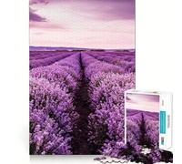 Rompecabezas de 1000 Piezas Campo de Lavanda en Flor Diversión con articulaciones imperfectas,Juego para ejercitar la Mente,Juego para Momentos de Paz,decoración navideña 38x52cm
