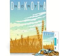 Rompecabezas de 1000 Piezas Campo de Trigo de Dakota del Norte Juego de Corte sin Costuras Actividad Mental Inteligente Juego Tranquilo Divertido Regalo de cumpleaños Pasatiempo (38x26cm)