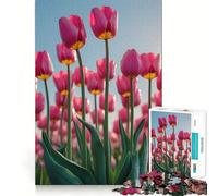 Rompecabezas de 1000 Piezas Campo de Tulipanes Rosas bajo Cielo Azul para Adolescentes Juguete para ejercitar la Mente Tiempo de relajación Arte para armar Regalo de Temporada (50x75cm)