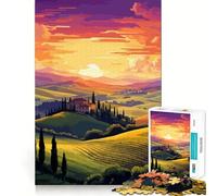 Rompecabezas de 1000 Piezas Campos al Atardecer en Italia Juego preciso para armar,Actividad Cerebral,diversión,Tiempo Libre,Regalo de cumpleaños (50x75cm)