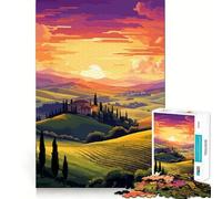 Rompecabezas de 1000 Piezas Campos al Atardecer Italianos,Juego de ensamblaje Limpio,Juego Inteligente,Regalo para Relajarse,decoración navideña (38x52cm)
