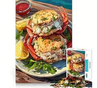 Rompecabezas de 1000 Piezas Cangrejo de Peluche con limón y Salsa Diseño de Corte preciso Juego de lógica y Pensamiento Ideal para Relajarse y divertirse en cumpleaños (50x75cm)