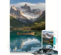 Rompecabezas de 1000 Piezas Canoa en un Lago con Reflejo de montaña Diseño de Corte preciso Ideal para desarrollar la lógica,el Pensamiento,la Calma (38x52cm)