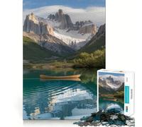 Rompecabezas de 1000 Piezas Canoa en un Lago con Reflejo de montaña Juego de Bordes Juego cognitivo y Divertido Juego Lento Divertido Decoración navideña Arte (50x75cm)