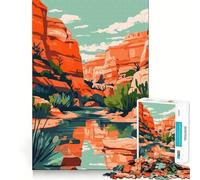 Rompecabezas de 1000 Piezas Cañón del Desierto,Arroyo,Arte Minimalista,ilustración de la Naturaleza,Juego preciso para armar Las articulaciones,Actividad Cerebral,diversión,Tiempo Libre,Regalo