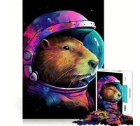 Rompecabezas de 1000 Piezas Capibara Astronauta Galaxia Flawless Fit Art Brain Boosting Play Rest Time Play Christmas Wall Art (38x52cm)