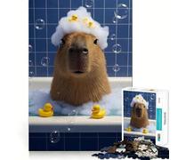 Rompecabezas de 1000 Piezas Capibara en bañera con patitos de Goma Diseño de Bordes Finos Ideal para desarrollar la Mente,Relajarse y Disfrutar de la Navidad Regalo artístico (38x26cm)