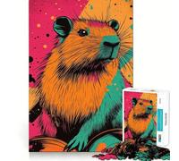 Rompecabezas de 1000 Piezas Capibara Pop Art (Bordes Suaves,Juego Divertido,Tiempo de Juego Acogedor,Regalo de cumpleaños (38x26cm)