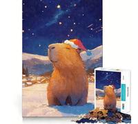 Rompecabezas de 1000 Piezas Capibara Santa Claus en un país de Las Maravillas Invernal Corte Impecable Divertido Juego de lógica Juguete Divertido Juego Gratuito Actividad de cumpleaños (38x26cm)