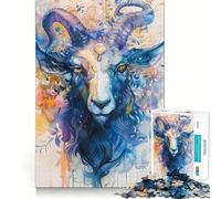 Rompecabezas de 1000 Piezas Capricornio en Acuarelas Bordes Finos Manualidad Desarrollo Mental Juego Relajante Arte (38x26cm)