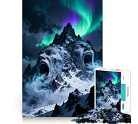 Rompecabezas de 1000 Piezas Caras de Montaña Gritonas con Aurora Boreal para Adultos Juguete para ejercitar la Mente Diversión en Familia Corte de precisión Regalo Encantador (38x26cm)
