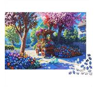 Rompecabezas de 1000 Piezas Carrito de jardín primaveral, Colorido Camino de jardín para Juegos educativos para Adultos, Hermosa decoración, desafiante y difícil, Regalo de cumpleaños, 70x50cm