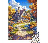 Rompecabezas de 1000 Piezas Casa de Piedra Camino Jardín Otoñal, Papel Reciclado Regalo Hombre Mujer, Nivel Extremadamente Difícil 38x26cm/1000pcs