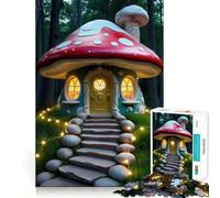 Rompecabezas de 1000 Piezas Casa de Setas caprichosa en un Bosque Encantado para Adultos Juego de Habilidad Mental Corte láser para un Ajuste Actividad gratificante para días lluviosos